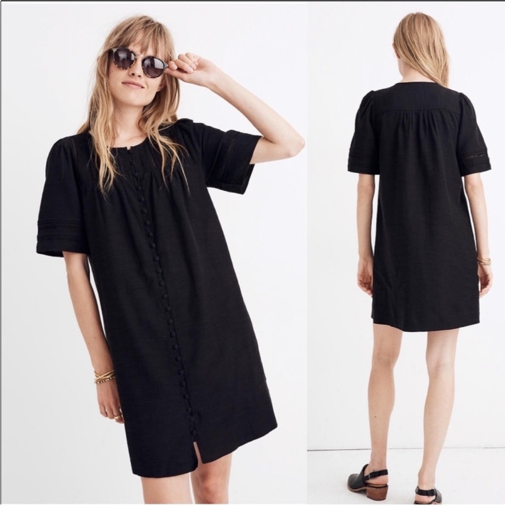 Madewell Pleated Button-Front Shift Dress
